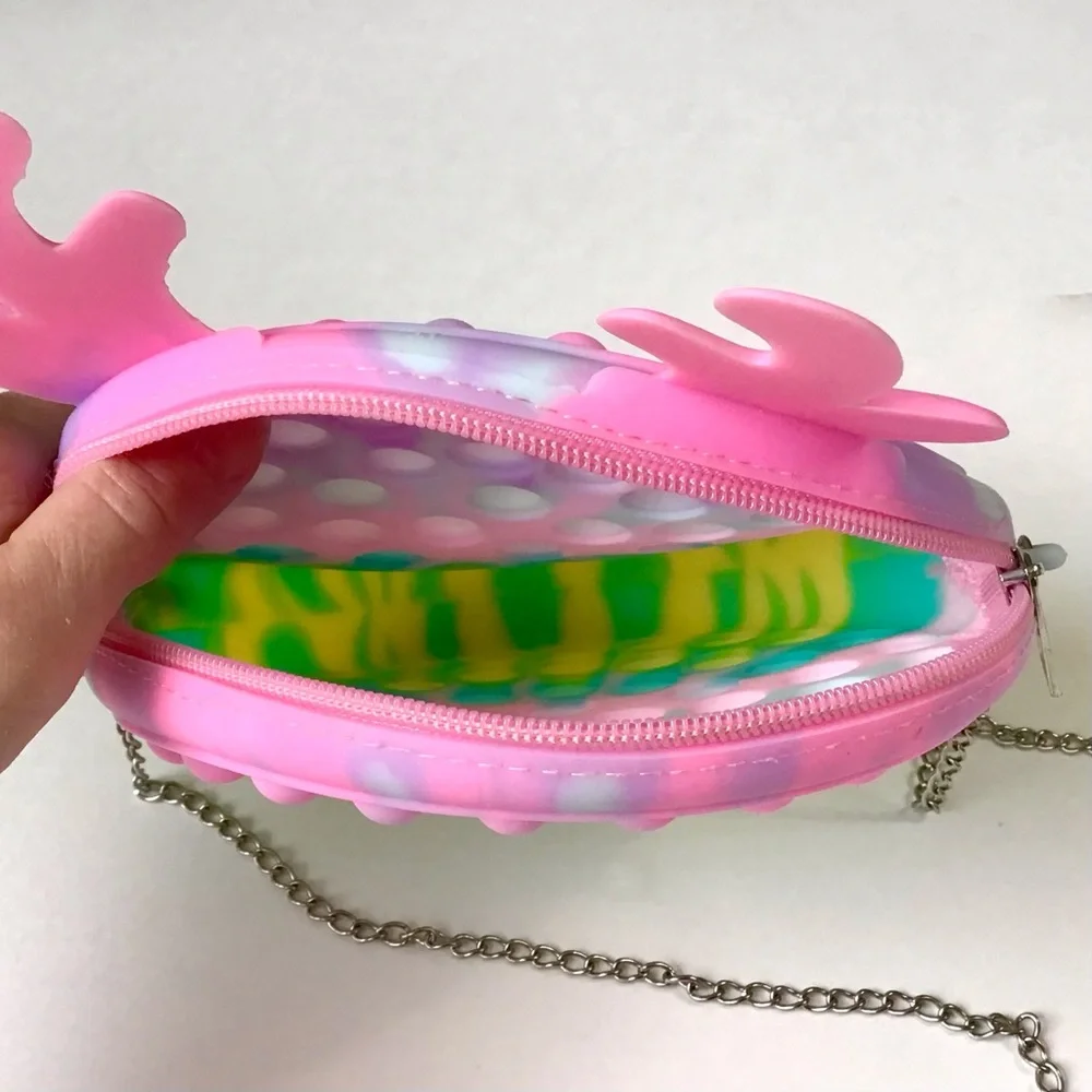 Pop-It Fidget Purse Sensory Push Bubble Rainbow Crossbody Shoulder Bag Chain Zip